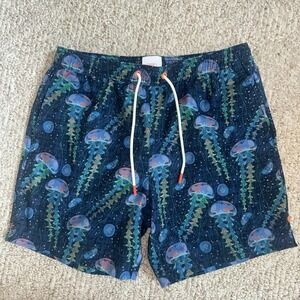 SWIMS Mens Medusa Jellyfish-Print SWIM TRUNK SHORT Size Small EUC 5.5" Inseam